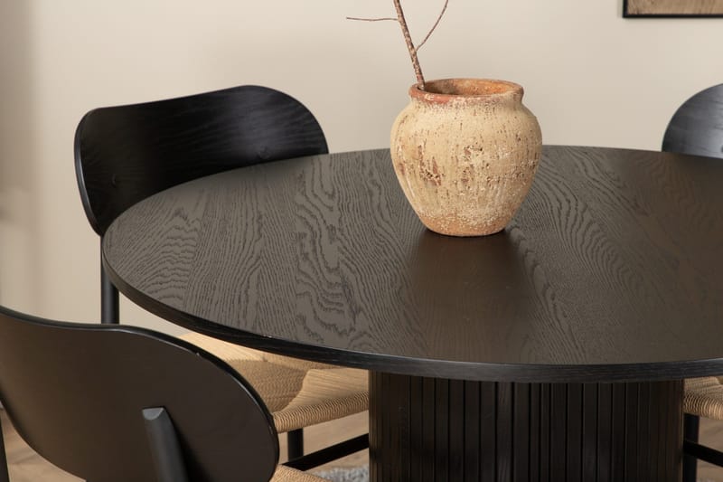 Bianca Matgrupp 110 cm Rund med 4 Polly stolar - Svart - Products - Möbler - Bord & matgrupp - Matgrupp