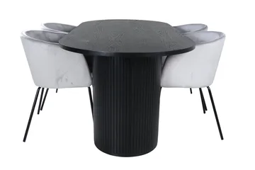 Bianca Matgrupp 200 cm Oval med 4 Berit stolar - Svart - Products - Möbler - Bord & matgrupp - Matgrupp