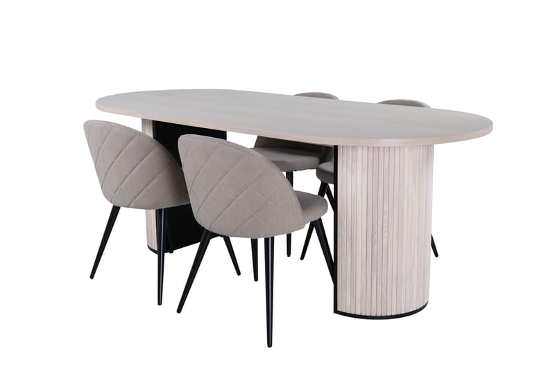 Bianca Matgrupp 200 cm Oval med 4 Velvet stolar - Beige - Products - Möbler - Bord & matgrupp - Matgrupp