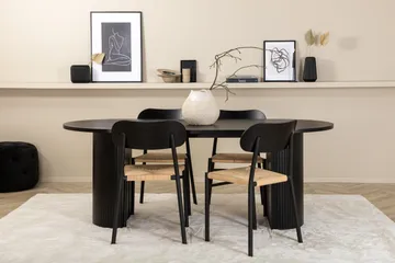 Bianca Matgrupp 200 cm Oval med 4 Polly stolar - Svart - Products - Möbler - Bord & matgrupp - Matgrupp