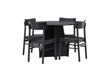 Bootcut Matgrupp + 4 stolar Rund - Svart - Products - Möbler - Bord & matgrupp - Matgrupp