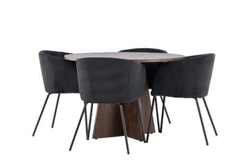 Bootcut Matgrupp 110 cm Rund med 4 Berit stolar - Mocca/Svart - Products - Möbler - Bord & matgrupp - Matgrupp