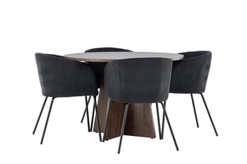 Bootcut Matgrupp 110 cm Rund med 4 Berit stolar - Mocca/Svart - Products - Möbler - Bord & matgrupp - Matgrupp