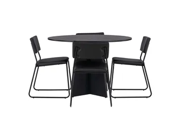 Bootcut Matgrupp 110 cm Rund med 4 Kenth Stolar - Svart - Products - Möbler - Bord & matgrupp - Matgrupp