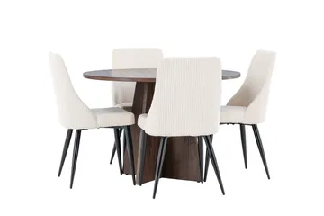 Bootcut Matgrupp 110 cm Rund med 4 Leone stolar - Mocca/Beige - Products - Möbler - Bord & matgrupp - Matgrupp