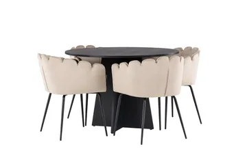 Bootcut Matgrupp 110 cm Rund med 4 Limhamn stolar - Beige - Products - Möbler - Bord & matgrupp - Matgrupp