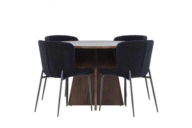 Bootcut Matgrupp 110 cm Rund med 4 Modesto stolar - Mocca/Svart - Products - Möbler - Bord & matgrupp - Matgrupp