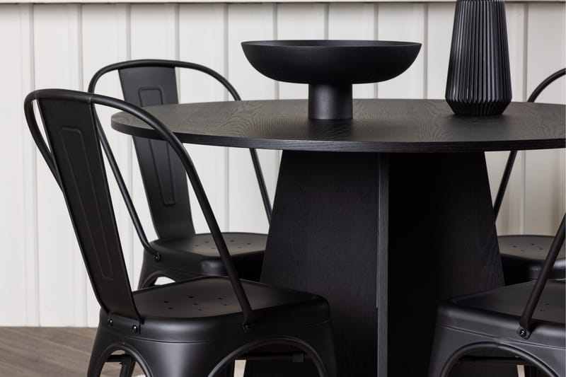 Bootcut Matgrupp 110 cm Rund med 4 Tempe Stolar - Svart - Products - Möbler - Bord & matgrupp - Matgrupp