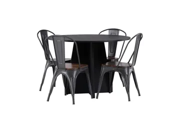 Bootcut Matgrupp 110 cm Rund med 4 Tempe stolar - Svart - Products - Möbler - Bord & matgrupp - Matgrupp