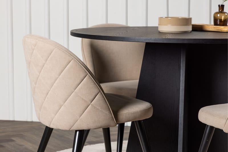 Bootcut Matgrupp 110 cm Rund med 4 Velvet stolar - Beige - Products - Möbler - Bord & matgrupp - Matgrupp