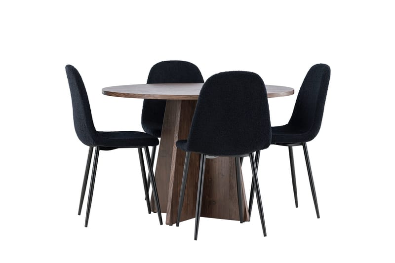 Bootcut Matgrupp 110 cm Rund med 4 Polar stolar - Mocca/Svart - Products - Möbler - Bord & matgrupp - Matgrupp