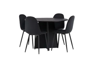 Bootcut Matgrupp 110 cm Rund med 4 Polar stolar - Svart - Products - Möbler - Bord & matgrupp - Matgrupp