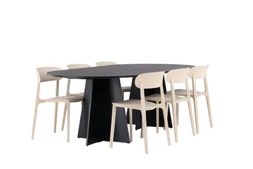 Bootcut Matgrupp 230 cm Oval med 6 Åstol stolar - Svart - Products - Möbler - Bord & matgrupp - Matgrupp