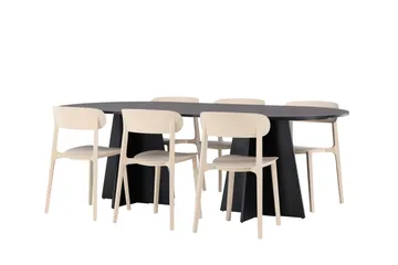 Bootcut Matgrupp 230 cm Oval med 6 Åstol stolar - Svart - Products - Möbler - Bord & matgrupp - Matgrupp