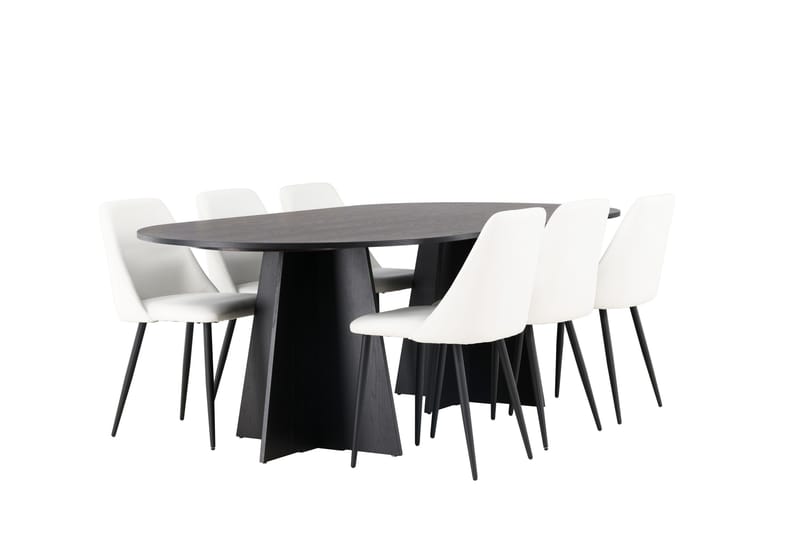Bootcut Matgrupp 230 cm Oval med 6 Night stolar - Svart - Products - Möbler - Bord & matgrupp - Matgrupp