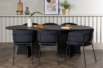 Bootcut Matgrupp 230 cm Oval med 6 Selma Stolar - Svart - Products - Möbler - Bord & matgrupp - Matgrupp