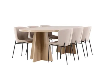 Bootcut Matgrupp 230 cm Rektangulär med 6 Modesto stolar - Whitewash/Beige - Products - Möbler - Bord & matgrupp - Matgrupp