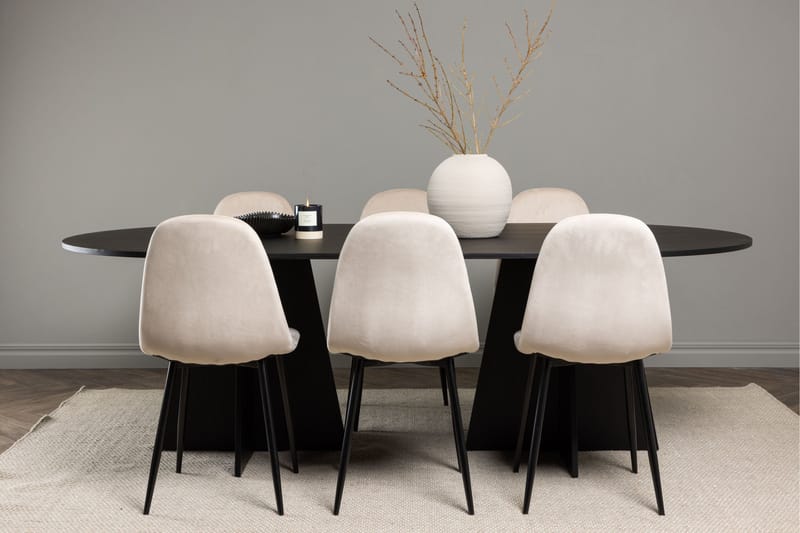 Bootcut Matgrupp 230 cm Rektangulär med 6 Polar stolar - Beige - Products - Möbler - Bord & matgrupp - Matgrupp