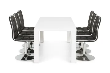 Cibus Matgrupp med 6 st Frida Stolar - Vit/Svart - Products - Möbler - Bord & matgrupp - Matgrupp