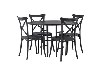 Copenhagen Matgrupp 115 cm Rund med 4 Crosett stolar - Svart - Products - Möbler - Bord & matgrupp - Matgrupp