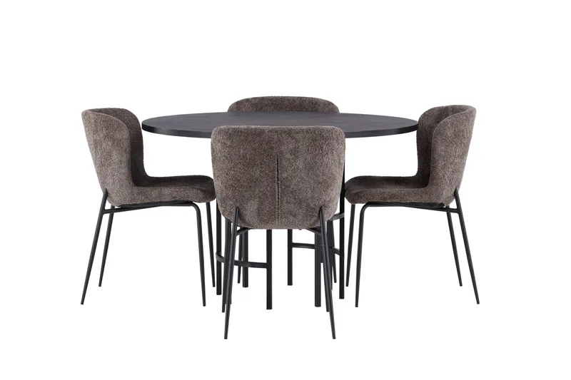 Copenhagen Matgrupp 115 cm Rund med 4 Modesto stolar, Beige