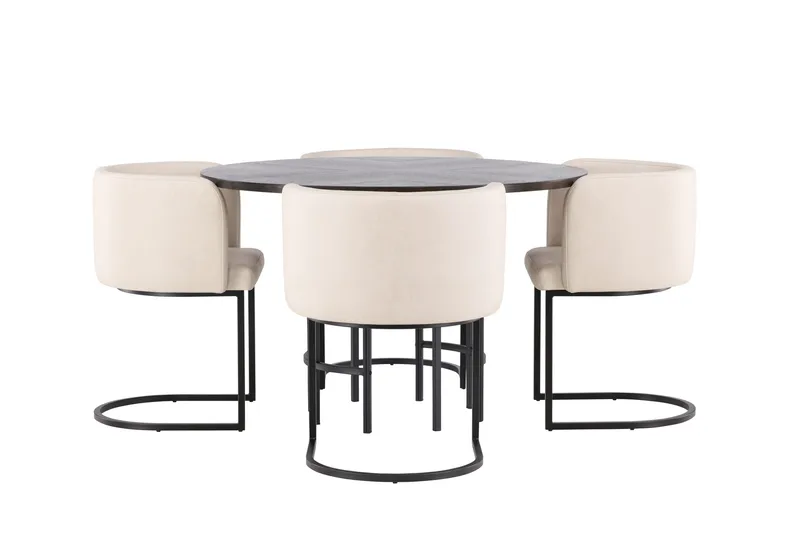 Copenhagen Matgrupp 115 cm Rund med 4 Simrishman stolar, Beige