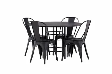 Copenhagen Matgrupp 115 cm Rund med 4 Tempe Stolar - Svart - Products - Möbler - Bord & matgrupp - Matgrupp