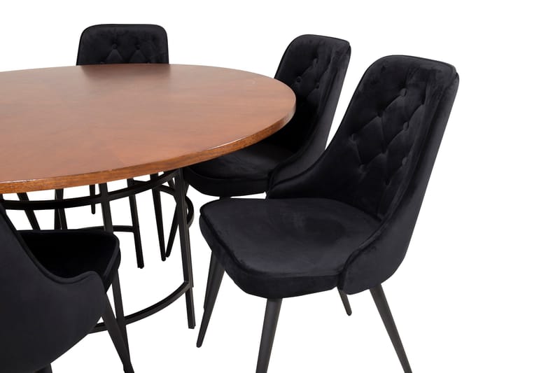 Copenhagen Matgrupp 140 cm Rund med 6 Velvet Deluxe stolar - Svart - Products - Möbler - Bord & matgrupp - Matgrupp