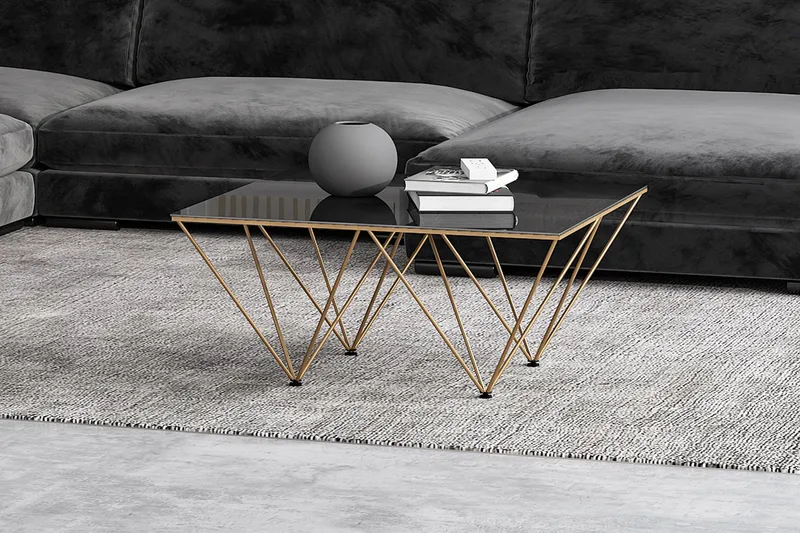 Crystal Soffbord 80 cm - Rökfärgat glas/Mässing - Products - Möbler - Bord & matgrupp - Soffbord