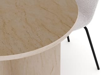 Dano Matbord 180 cm  med 4 Katy Matstolar - Travertin / Vit - Products - Möbler - Bord & matgrupp - Matgrupp