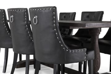 Dijon Matgrupp 200 cm med 6 Tuva Fåtölj - Vintage Trä / Svart Pu - Products - Möbler - Bord & matgrupp - Matgrupp