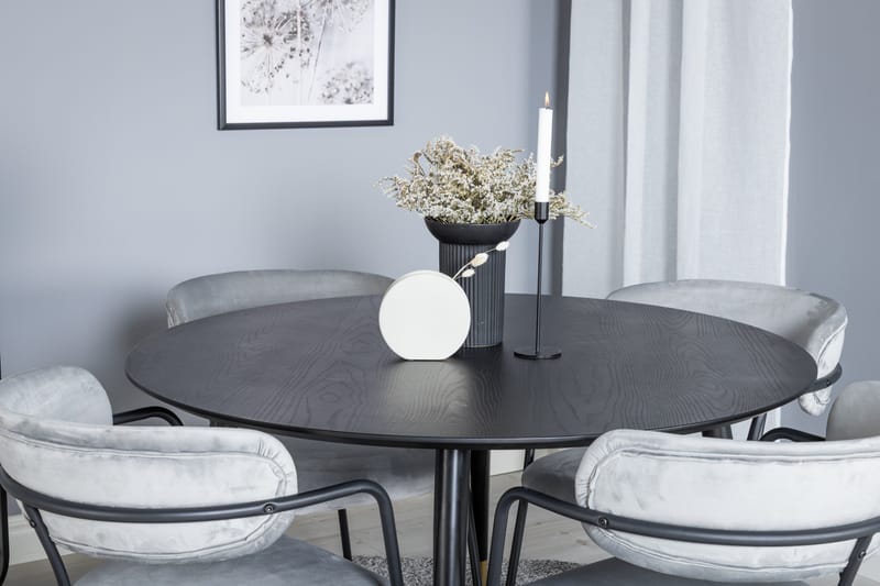 Dipp Matgrupp 115 cm Rund med 4 Arrow stolar - Svart/Guld - Products - Möbler - Bord & matgrupp - Matgrupp