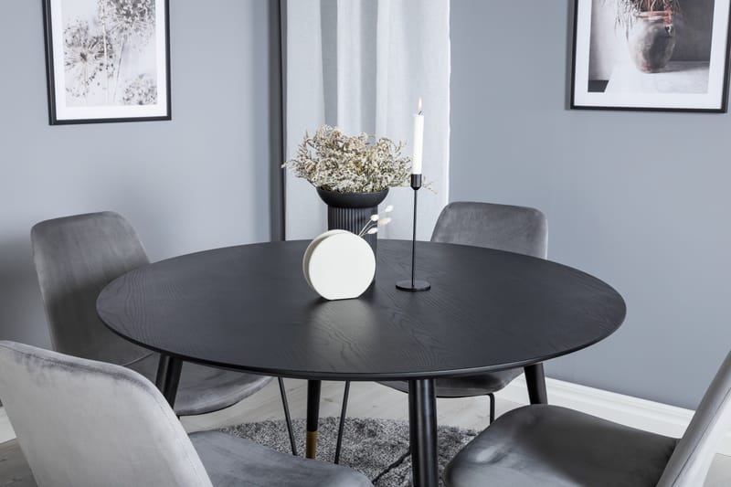 Dipp Matgrupp 115 cm Rund med 4 Muce stolar - Svart/Guld - Products - Möbler - Bord & matgrupp - Matgrupp