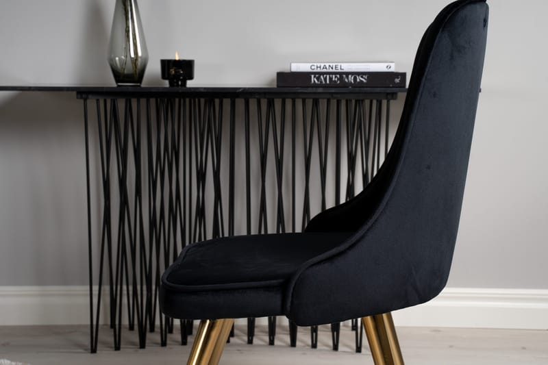 Dipp Matgrupp 115 cm Rund med 4 Velvet Deluxe stolar - Svart/Guld - Products - Möbler - Bord & matgrupp - Matgrupp