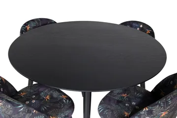 Dipp Matgrupp 115 cm Rund med 4 Velvet stolar - Svart/Guld - Products - Möbler - Bord & matgrupp - Matgrupp