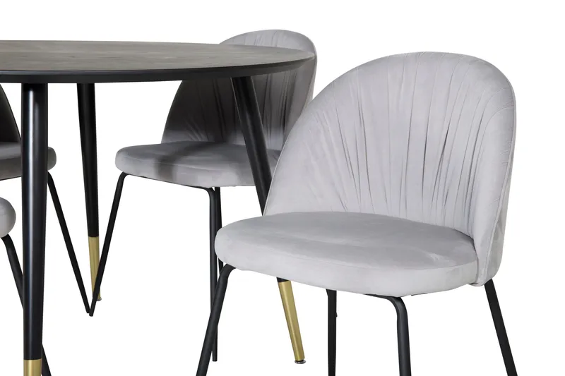 Dipp Matgrupp 115 cm Rund med 4 Wrinkles stolar - Svart/Guld - Products - Möbler - Bord & matgrupp - Matgrupp