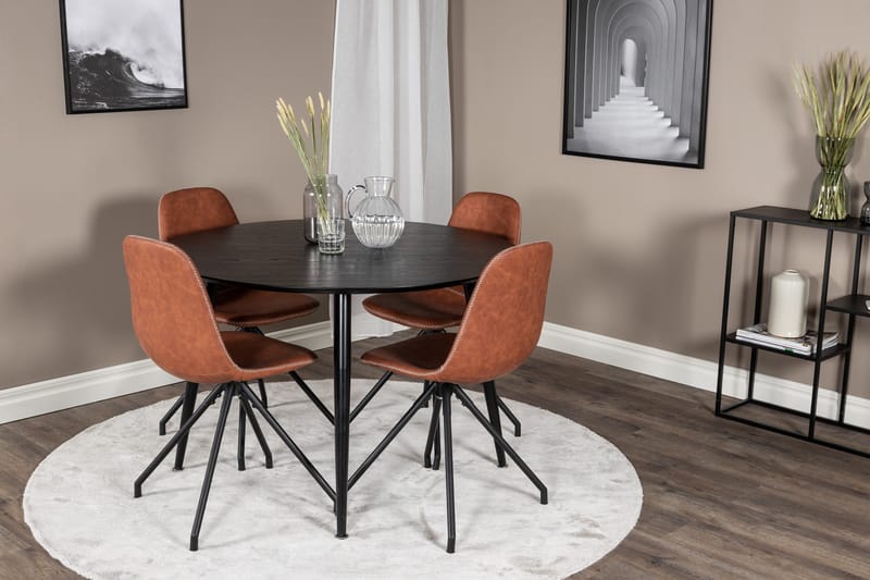 Dipp Matgrupp 115 cm Rund med 4 Polar stolar - Svart - Products - Möbler - Bord & matgrupp - Matgrupp