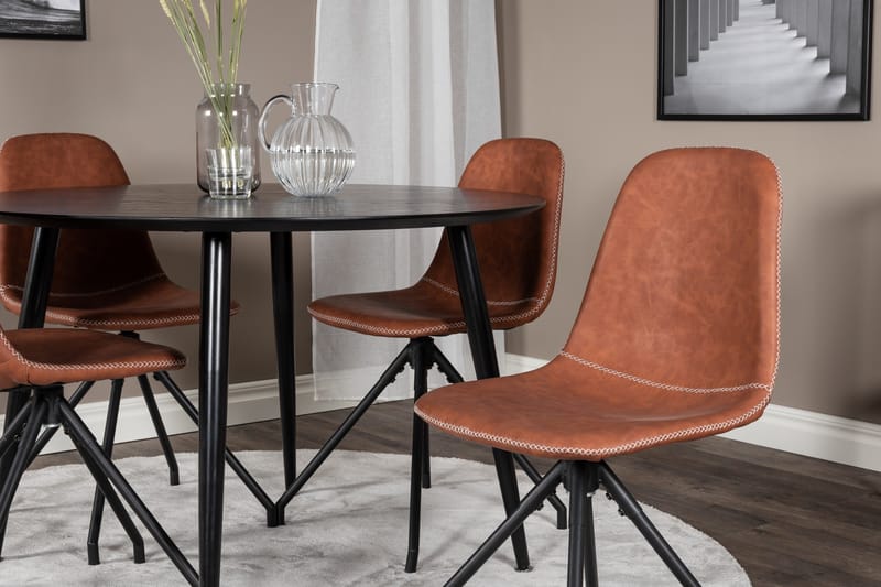 Dipp Matgrupp 115 cm Rund med 4 Polar stolar - Svart - Products - Möbler - Bord & matgrupp - Matgrupp