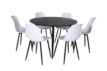 Dipp Matgrupp 115 cm Rund med 6 Polar stolar - Svart - Products - Möbler - Bord & matgrupp - Matgrupp