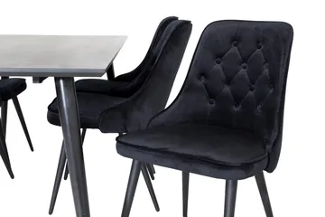 Dipp Matgrupp 180 cm Rektangulär med 6 Velvet Deluxe stolar - Svart - Products - Möbler - Bord & matgrupp - Matgrupp