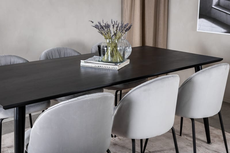 Dipp Matgrupp 180 cm Rektangulär med 6 Wrinkles stolar - Svart - Products - Möbler - Bord & matgrupp - Matgrupp