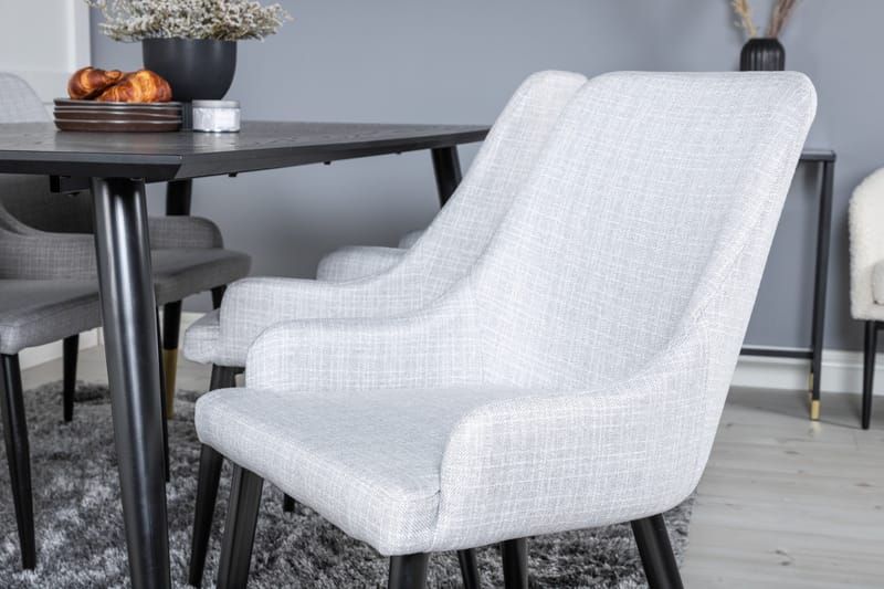 Dipp Matgrupp 180 cm Rektangulär med 6 Plaza stolar - Svart/Guld - Products - Möbler - Bord & matgrupp - Matgrupp