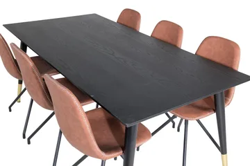 Dipp Matgrupp 180 cm Rektangulär med 6 Polar stolar - Svart - Products - Möbler - Bord & matgrupp - Matgrupp