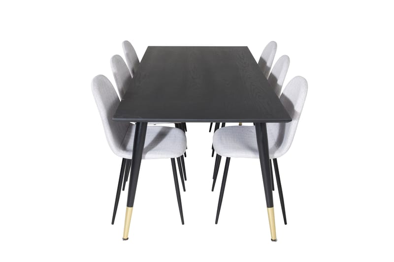 Dipp Matgrupp 180 cm Rektangulär med 6 Polar stolar, Svart/Guld