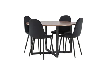 Durango Matgrupp 120 cm Rund med 4 Polar Stolar - Valnöt - Products - Möbler - Bord & matgrupp - Matgrupp