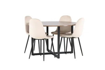 Durango Matgrupp 120 cm Rund med 4 Polar Stolar - Valnöt - Products - Möbler - Bord & matgrupp - Matgrupp
