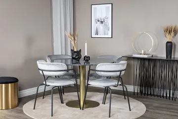 Estelle Matgrupp 106 cm Rund med 4 Arrow stolar - Svart/Guld - Products - Möbler - Bord & matgrupp - Matgrupp