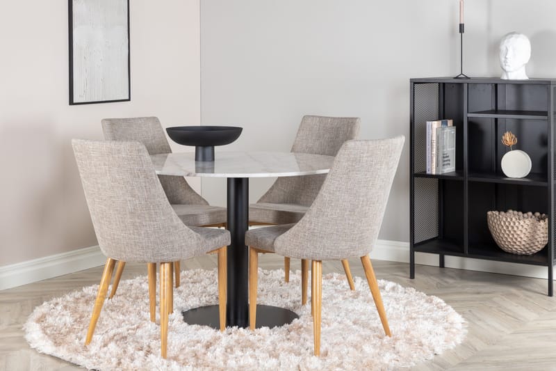 Estelle Matgrupp 106 cm Rund med 4 Leone stolar - Svart - Products - Möbler - Bord & matgrupp - Matgrupp