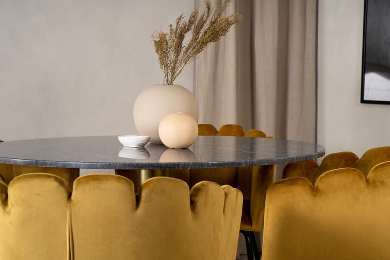 Estelle Matgrupp 106 cm Rund med 4 Limhamn stolar - Svart/Guld - Products - Möbler - Bord & matgrupp - Matgrupp