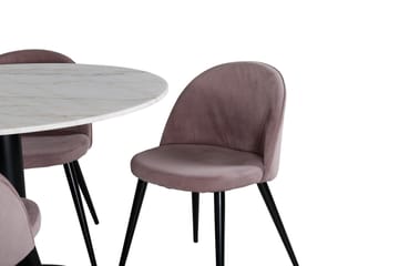 Estelle Matgrupp 106 cm Rund med 4 Velvet stolar - Svart - Products - Möbler - Bord & matgrupp - Matgrupp